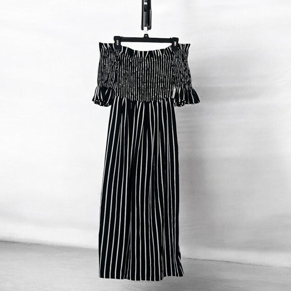 Lord & Taylor Black and White Strapless Dress Size S